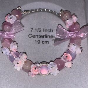 Pink Floral beaded adjustable Bracelet
